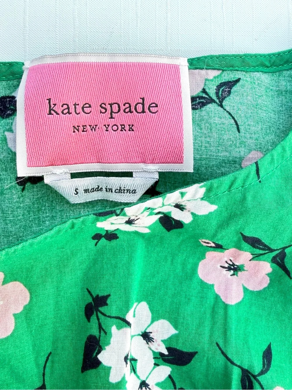 Kate Spade Lily Blooms Blaire Green Floral Smocked Dress Size S